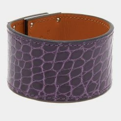 Hermes Hermès Purple Alligator Leather Kelly Dog Bracelet For Women -Deals Hermes Store luxury women hermes used accessories p639923 004