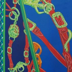 Hermes Hermès Blue & Green Brides De Gala Silk Maxi Twilly For Women -Deals Hermes Store luxury women hermes used accessories p640698 003