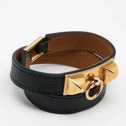 Hermes Rivale Black Leather Double Tour Bracelet XS For Women -Deals Hermes Store luxury women hermes used accessories p644133 003