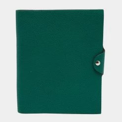 Hermes Menthe Clemence Leather Ulysee MM Agenda/Notebook For Women