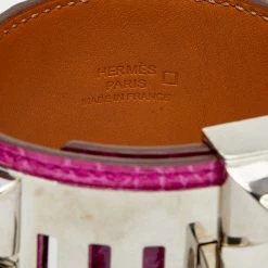 Hermes Collier De Chien Pink Leather Lizard Wide Bracelet For Women -Deals Hermes Store luxury women hermes used accessories p644349 003