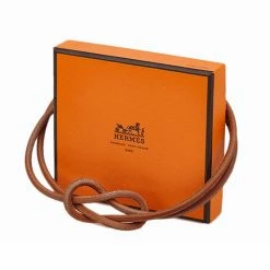 Hermes Brown Leather Choker Necklace For Women -Deals Hermes Store luxury women hermes used accessories p64615 005