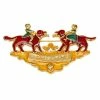 Hermes Vintage Multicolor Enamel Gold Tone Brooch For Women