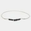 Hermes Hermès Black Leather Palladium Plated Chain Link Belt 90 For Women