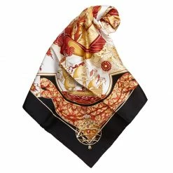 Hermes Black And Red Au Dela Des Cinq Mers Silk Square Scarf For Women