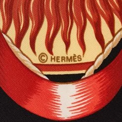 Hermes Black And Red Au Dela Des Cinq Mers Silk Square Scarf For Women -Deals Hermes Store luxury women hermes used accessories p64780 004