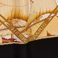 Hermes Black And Red Au Dela Des Cinq Mers Silk Square Scarf For Women -Deals Hermes Store luxury women hermes used accessories p64780 005