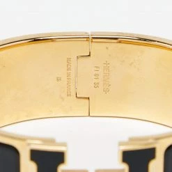 Hermes Clic H Black Enamel Gold Tone Metal Bracelet For Women -Deals Hermes Store luxury women hermes used accessories p647846 002
