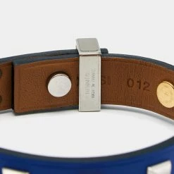 Hermes Mini Dog Clous Carres Purple Leather Two Tone Studded Bracelet For Women -Deals Hermes Store luxury women hermes used accessories p650878 004