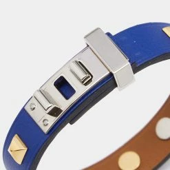 Hermes Mini Dog Clous Carres Purple Leather Two Tone Studded Bracelet For Women -Deals Hermes Store luxury women hermes used accessories p650878 005