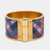 Hermes Hermès Gold Plated Bolduc Au Carre Hinged Wide Bracelet For Women
