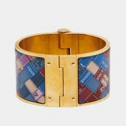 Hermes Hermès Gold Plated Bolduc Au Carre Hinged Wide Bracelet For Women -Deals Hermes Store luxury women hermes used accessories p652674 003