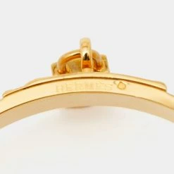 Hermes Hermès Kelly Lock Cadena Blue Leather Gold Tone Metal Bangle Bracelet For Women -Deals Hermes Store luxury women hermes used accessories p654739 005