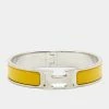 Hermes Hermès Clic H Yellow Enamel Palladium Plated Metal Bracelet For Women -Deals Hermes Store luxury women hermes used accessories p655929 001