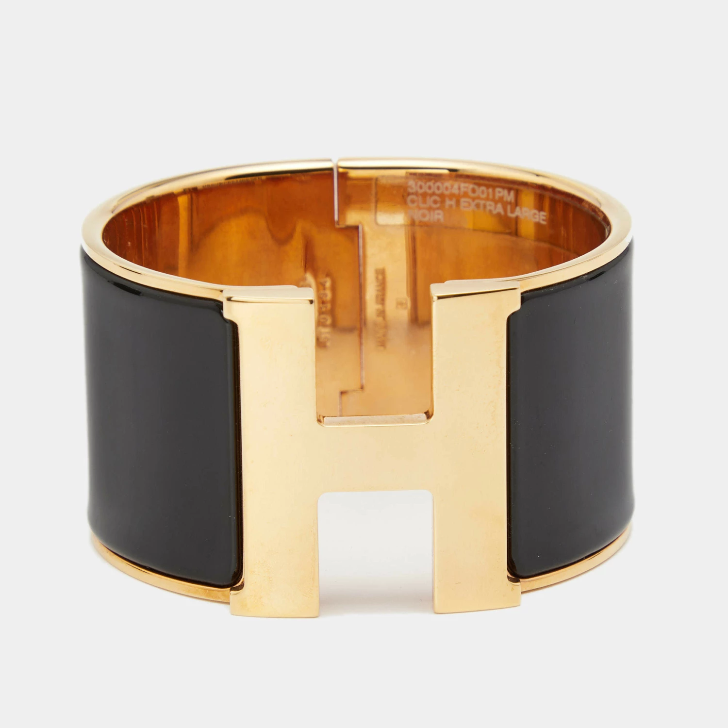 Hermes Hermès Clic Clac H Black Enamel Gold Tone Metal Extra Wide Bracelet For Women 3 Hermes Hermès Clic Clac H Black Enamel Gold Tone Metal Extra Wide Bracelet For Women