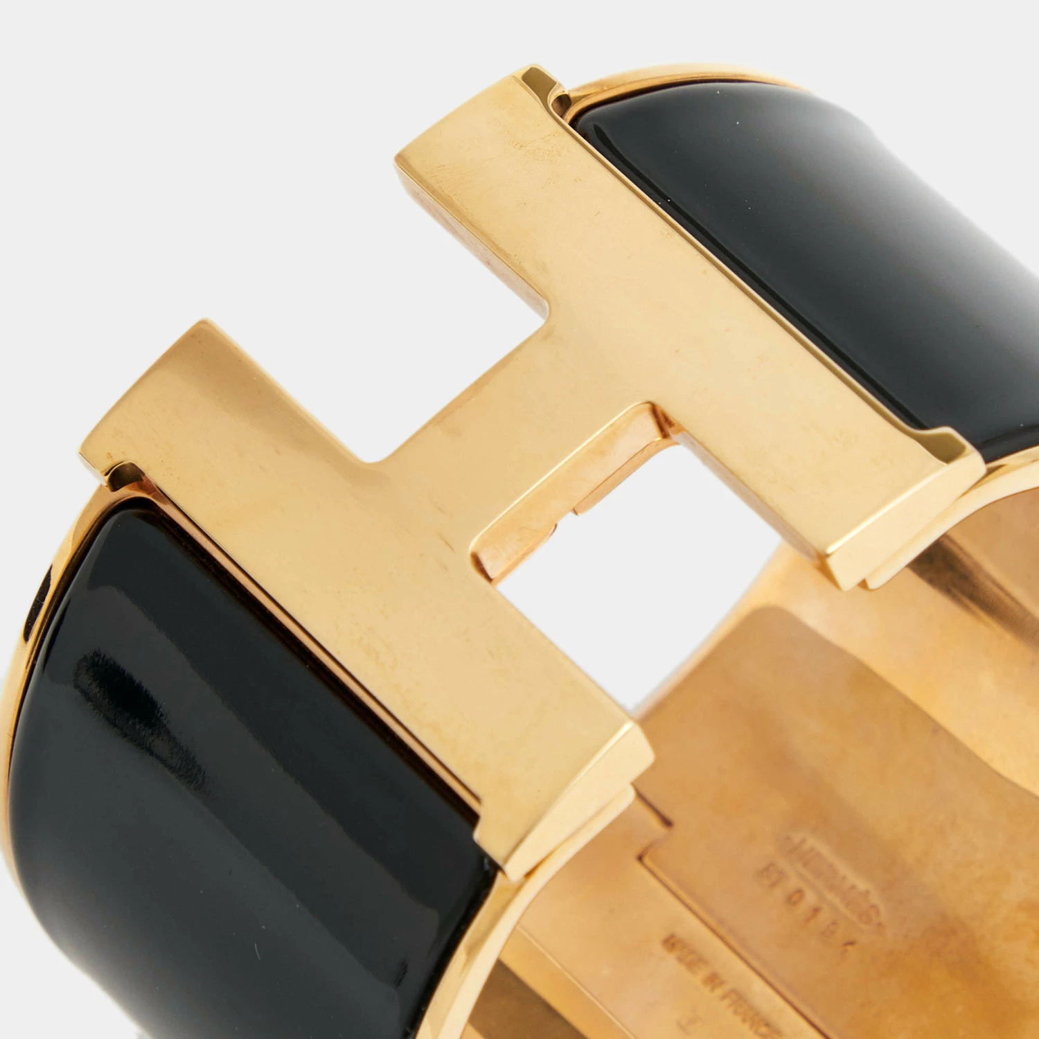 Hermes Hermès Clic Clac H Black Enamel Gold Tone Metal Extra Wide Bracelet For Women 4 Hermes Hermès Clic Clac H Black Enamel Gold Tone Metal Extra Wide Bracelet For Women - Image 2