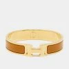 Hermes Hermès Clic H Brown Enamel Gold Plated Narrow Bracelet For Women -Deals Hermes Store luxury women hermes used accessories p656731 001