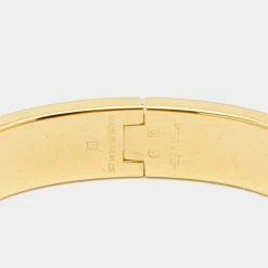 Hermes Hermès Clic H Brown Enamel Gold Plated Narrow Bracelet For Women -Deals Hermes Store luxury women hermes used accessories p656731 002