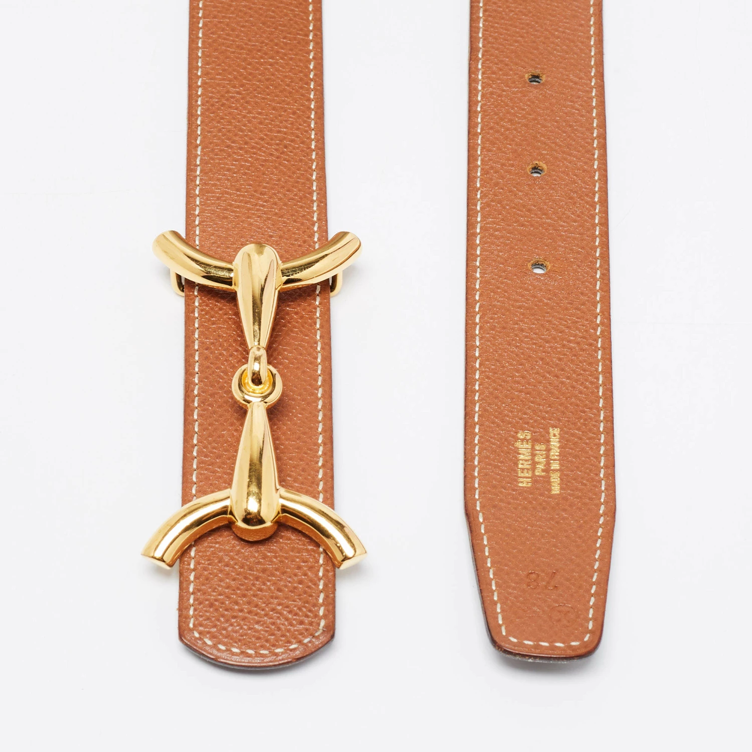 Hermes Black/Gold Courchevel And Box Leather H Hippique Reversible Belt 78CM For Women 7 Hermes Black/Gold Courchevel And Box Leather H Hippique Reversible Belt 78CM For Women - Image 5
