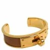Hermes Kelly Couchevel Leather Gold Plated Cuff Bracelet For Women