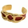 Hermes Epsom Leather Gold Plated Cuff Bracelet For Women