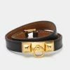 Hermes Rivale Black Leather Double Tour Bracelet S For Women -Deals Hermes Store luxury women hermes used accessories p659684 001