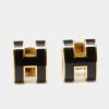 Hermes Hermès Pop H Black Lacquered Gold Tone Stud Earrings For Women -Deals Hermes Store luxury women hermes used accessories p660896 001