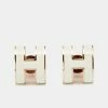 Hermes Pop H White Lacquer Rose Gold Tone Stud Earrings For Women -Deals Hermes Store luxury women hermes used accessories p661249 001