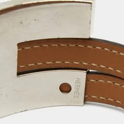 Hermes Pousse Pousse Black Leather Palladium Plated Adjustable H Bracelet For Women -Deals Hermes Store luxury women hermes used accessories p661777 003