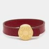 Hermes Clou De Selle Red Leather Gold Tone Bracelet M For Women -Deals Hermes Store luxury women hermes used accessories p661804 001