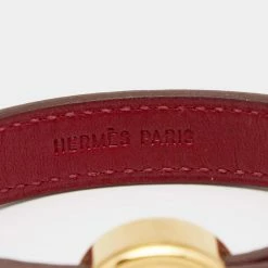 Hermes Clou De Selle Red Leather Gold Tone Bracelet M For Women -Deals Hermes Store luxury women hermes used accessories p661804 002