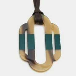 Hermes Attelage Lacquered Horn Waxed Cotton Pendant Necklace For Women -Deals Hermes Store luxury women hermes used accessories p663025 004
