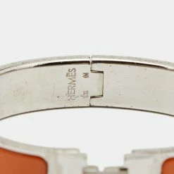 Hermes Clic H Orange Enamel Palladium Plated Bracelet For Women 10 Hermes Clic H Orange Enamel Palladium Plated Bracelet For Women -Deals Hermes Store luxury women hermes used accessories p663890 002