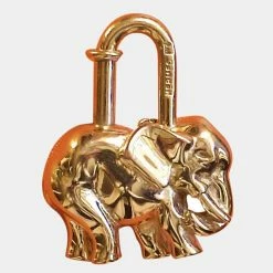 Hermes Gold Elephant Cadena Lock Charm For Women