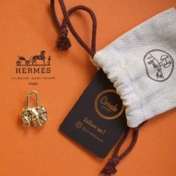 Hermes Gold Elephant Cadena Lock Charm For Women -Deals Hermes Store luxury women hermes used accessories p667762 008