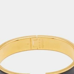 Hermes Hermès Clic H Black Enamel Gold Plated Narrow Bracelet For Women 11 Hermes Hermès Clic H Black Enamel Gold Plated Narrow Bracelet For Women -Deals Hermes Store luxury women hermes used accessories p668470 002