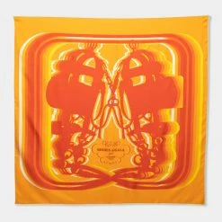 Hermes Hermès Orange Brides De Gala Shadow Silk Scarf For Women