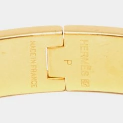 Hermes Clic H Nude Pink Enamel Gold Plated Narrow Bracelet PM For Women -Deals Hermes Store luxury women hermes used accessories p669296 003