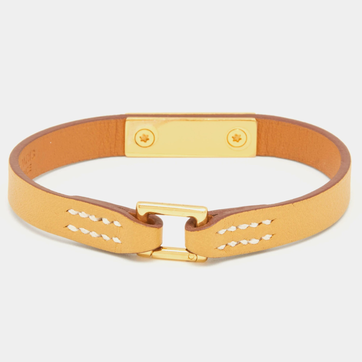 Hermes Hermès Rivale Mini Yellow Leather Gold Plated Bracelet S For Women 5 Hermes Hermès Rivale Mini Yellow Leather Gold Plated Bracelet S For Women - Image 3