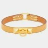 Hermes Hermès Rivale Mini Yellow Leather Gold Plated Bracelet S For Women