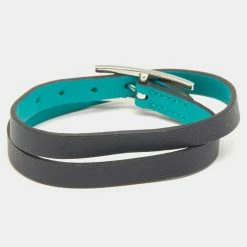 Hermes Green And Black Leather Behapi Reversible Double Tour Bracelet S For Women -Deals Hermes Store luxury women hermes used accessories p669336 004