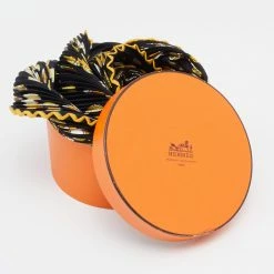 Hermes Hermès Black Dancing Pearls Silk Plisse Scarf For Women -Deals Hermes Store luxury women hermes used accessories p669405 005