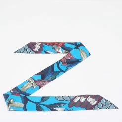 Hermes Hermès Blue Tree Of Song Silk Twilly For Women -Deals Hermes Store luxury women hermes used accessories p669430 001