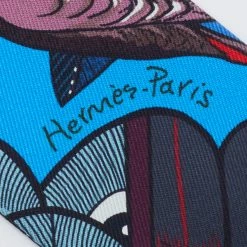 Hermes Hermès Blue Tree Of Song Silk Twilly For Women -Deals Hermes Store luxury women hermes used accessories p669430 004