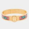 Hermes Hermès Pink Brides De Gala Enamel Narrow Hinged Bracelet For Women