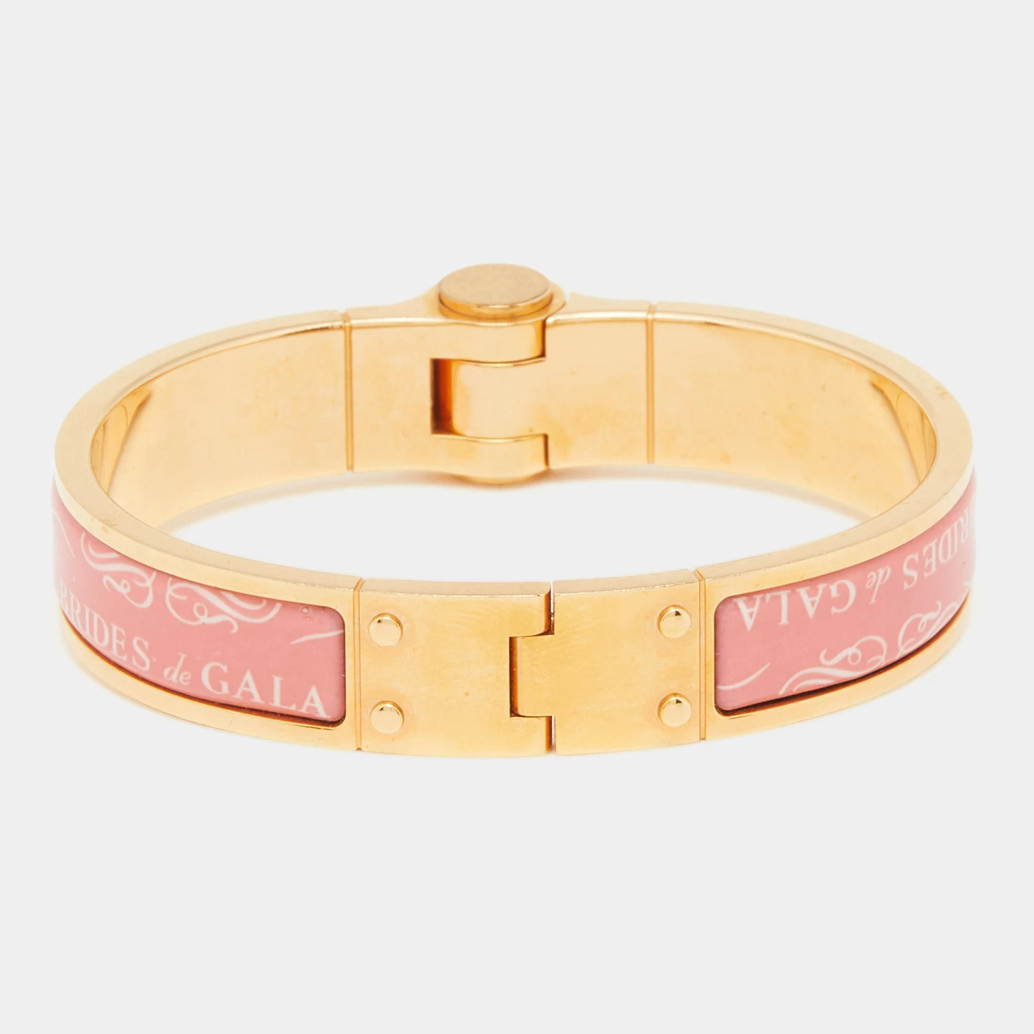 Hermes Hermès Pink Brides De Gala Enamel Narrow Hinged Bracelet For Women 6 Hermes Hermès Pink Brides De Gala Enamel Narrow Hinged Bracelet For Women - Image 4