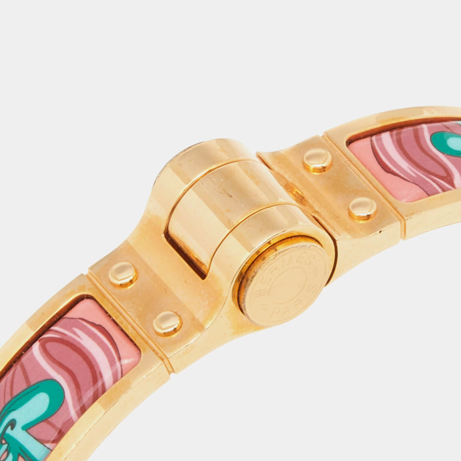 Hermes Hermès Pink Brides De Gala Enamel Narrow Hinged Bracelet For Women 7 Hermes Hermès Pink Brides De Gala Enamel Narrow Hinged Bracelet For Women - Image 5