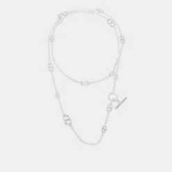 Hermes Hermès Sterling Silver Farandole Toggle Long Necklace For Women