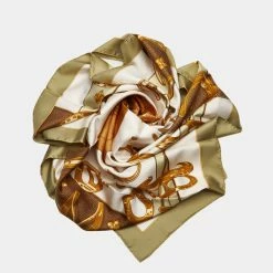 Hermes Multi Color/White Porte Bonheur Silk Scarf For Women