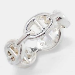 Hermes Hermès Sterling Silver Chaine D'ancre Enchainee Ring Size 54 For Women 9 Hermes Hermès Sterling Silver Chaine D'ancre Enchainee Ring Size 54 For Women -Deals Hermes Store luxury women hermes used accessories p674382 002